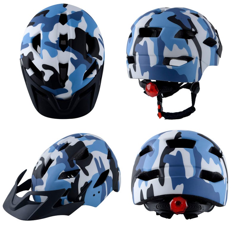 Bavilk Kids Bike Helmet,Bavilk Kids Boys Girls Bike Helmets with LED Light Detachable Visor Children Youth Teen Multi-Sport for Skating Cycling Scooter Skateboard Adjustable & Lightweight 19.7"-22.4" - Image 2